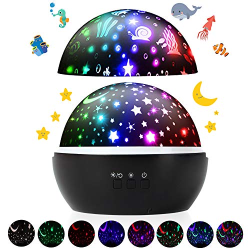 Night Light Projector, Ocean & Starry Sky Projection Lamp with 360 Degree Rotation