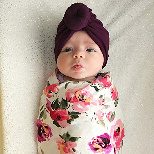 Dreshow Bqubo 5 Pieces Baby Turban Hats Turban Bun Knot Baby Infant Beanie Baby Girl Soft Cute Toddler Cap #TOP1