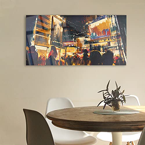 Image acrylique 100x50cm contre les murs vides du salon style Night City