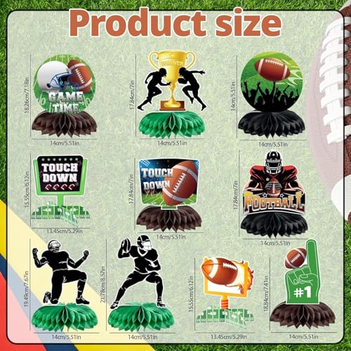 10 Pcs Football Party Decorations Football Honeycomb Centerpieces Double-sided Football Table Centerpiece for Football Birthday Party Sports Tailgate Game Party Decorations Supplies Favors - Image 4