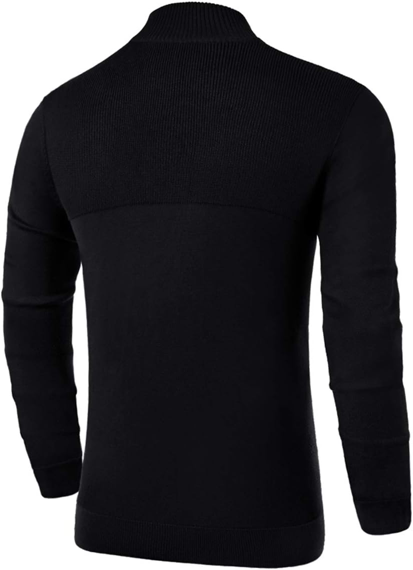 NITAGUT Mens Slim Fit Zip Up Mock Neck Polo Sweater Casual Long Sleeve Sweater and Pullover Sweaters with Ribbing Edge - Image 3