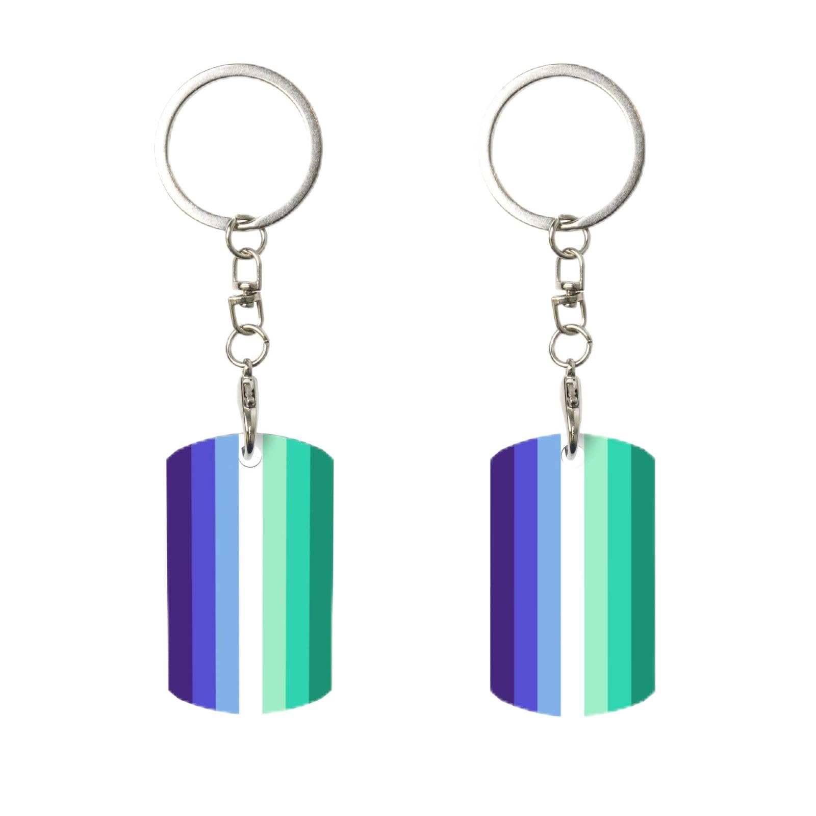 Anceky Gay Men Pride Flag Keychain Clip, Personalized Rectangular Metal Key Chain, For Home, Office, And Motorcycle