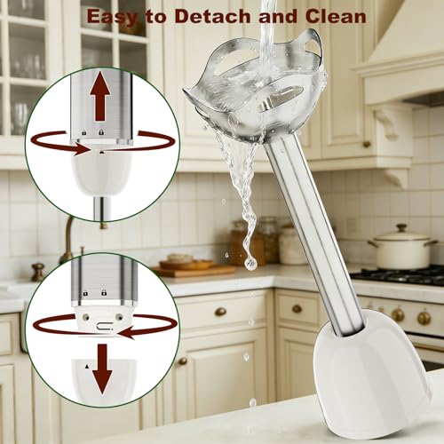 Cordless Immersion Blender Hand Blenders Set,Variable Speed 4 in 1 Stick Emulsifier with Chopper and Whisk for Soup, Baby Food and Smoothies (White) — view 6