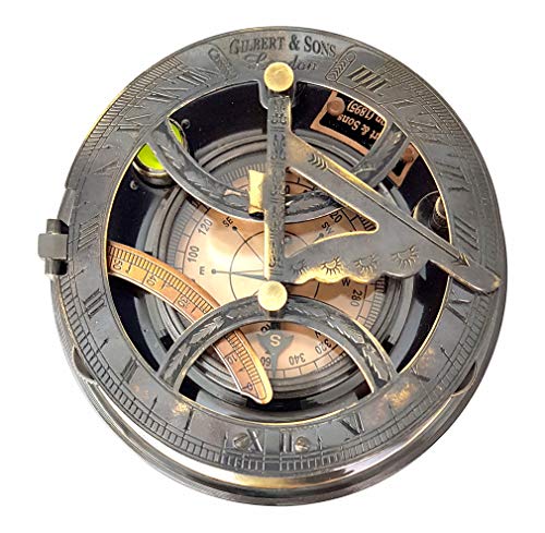 Brass Nautical - 5 Inches Large Sundial Compass In Rosewood Case Top Grade Calibrated Vintage Gift #TOP5