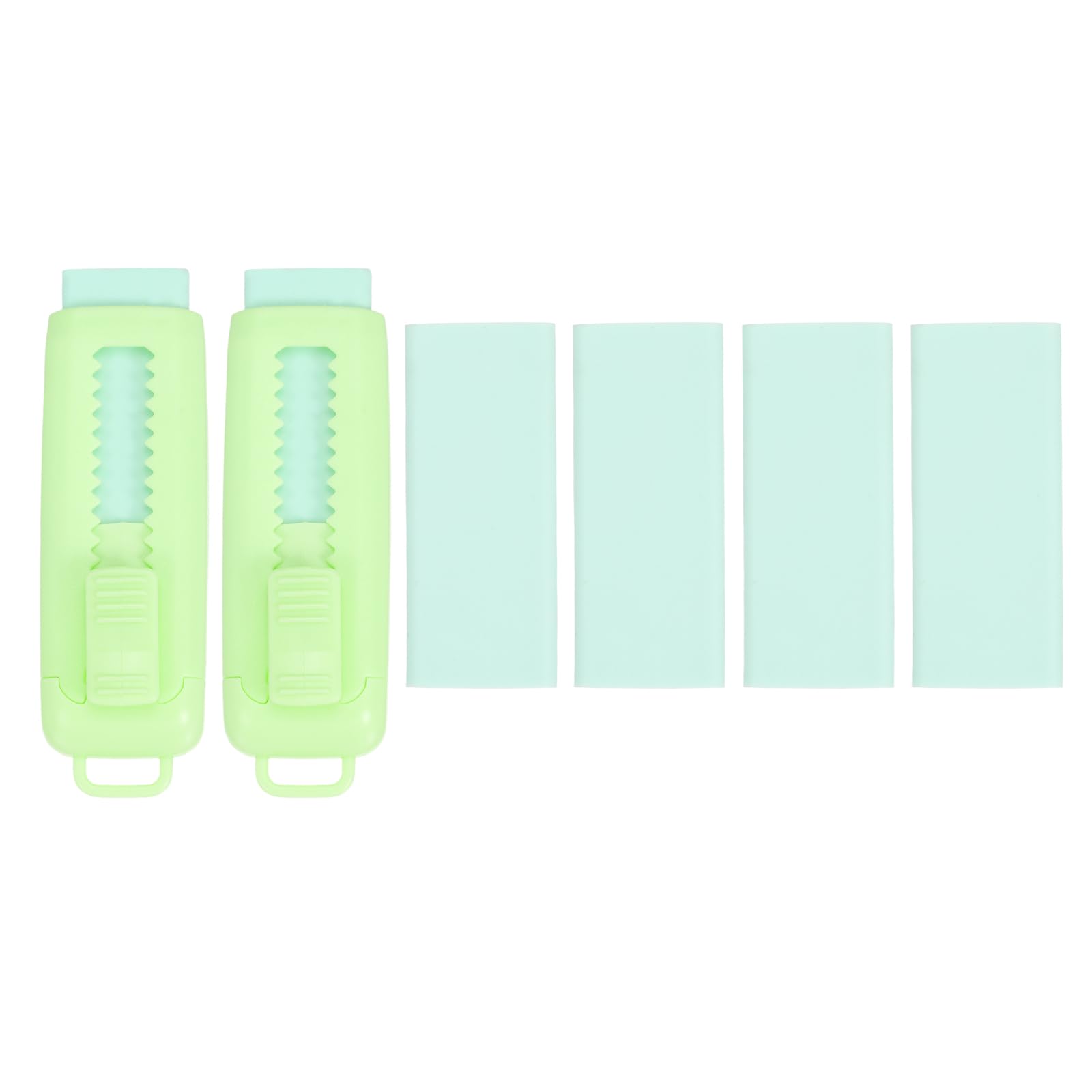 PATIKIL 2+4 Pack Erasers, Sliding Retractable Eraser Push Pull Cute Pencil Erasers Soft Large Easy to Clean with Plastic Sleeve for Sketching Drawing Artists Teacher Pencils, Green TPR