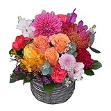 フラワーギフト 誕生日 プレゼント送別 退職 花 生花アレンジメント アレンジ「ラ・セゾン」 花色・花種類全てデザイナーにおまかせ -画像配信サービス付き-