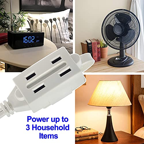 Clear Power 6 Ft, 9 Ft, And 12 Ft Indoor Extension Cord, White, 3 Outlets With Safety Cap, 2 Prong Polarized Plug, Perfect For Homes, Offices, And Kitchens, 3 Variety Pack, Dcic-0215-Dc #TOP4