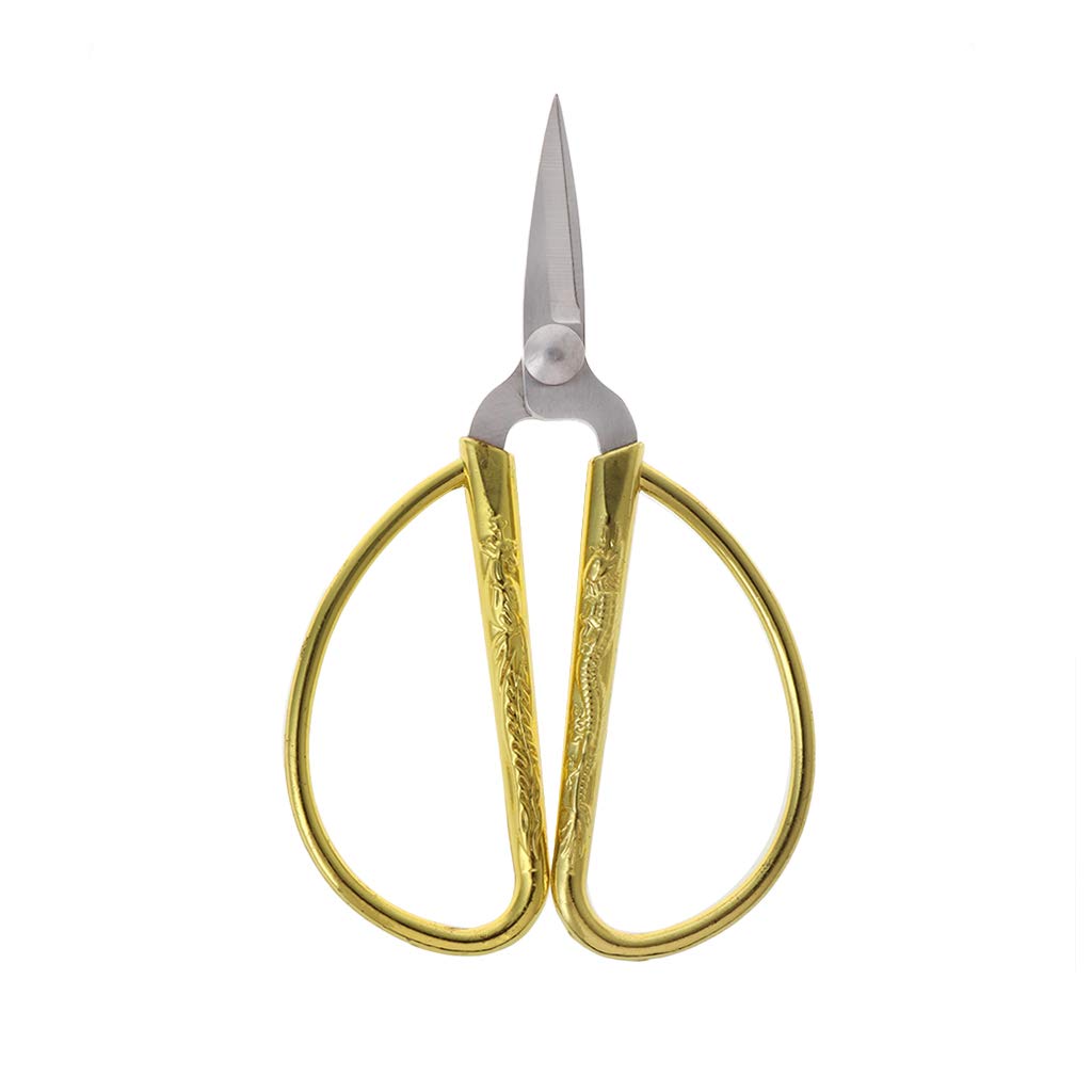 Plated Bonsai Scissors Dragon Relief Design Chinese Shears Household for Sewing Art Paper Cutting Pruner Scissor
