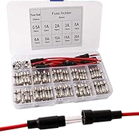 QitinDasen 150Pcs Professionell 5 X 20mm Auto Glasrohrsicherungen, Schnelle Schlag Glassicherung, Fast Schlag Glas Sicherungen, mit 20Pcs Sicherungssitz und 5Pcs AGC Sicherungshalter