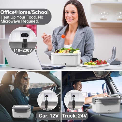 Image of Herrfilk Cordless Electric Lunch Box for Adults, 1.8L /61oz Large Rechargeable Portable Food Warmer, 4in1 Ultra Quick Self Heating Lunch Box with Storage Bag, Suitable for Travel /Car /Work,Lime