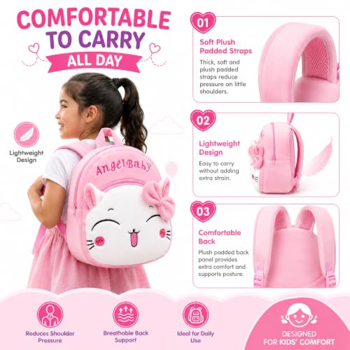 Image of MELVIS Cute Kids Backpack Toddler Bag | Plush Cartoon Mini Travel Bag for Baby Girl & Boy (1-5 Years) | Small Preschool Nursery Bag