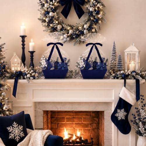 Kolldenn 24 Pcs Velvet Navy Blue Christmas Empty Gift Basket Bulk - Image 4