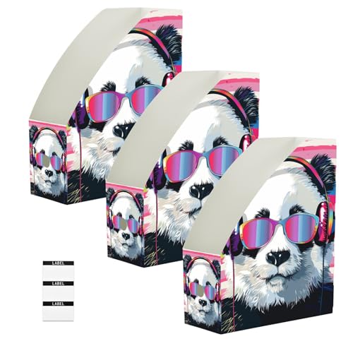 Boîtes de rangement pliables pour magazines lot de 6 format légal avec motifs de panda colorés
