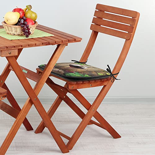 Lunarable Winery Chair Cushion Pads Set Of 6, Wine Glasses And Grapes Rustic Wood Planks Alcoholic Drink Gourmet Taste, Anti-Slip Seat Padding For Kitchen & Patio, 16"X16", Brown Green Burgundy #TOP3