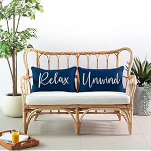 Hofdeco Porch Patio Indoor Outdoor Lumbar Pillow Cover ONLY for Backyard, Couch, Sofa, Navy Blue Relax Unwind, 12x20, Set 03-0411-D 0 Hofdeco Porch Patio Indoor Outdoor Lumbar Pillow Cover ONLY for Backyard Couch Sofa Navy Blue Relax Unwind 12×20 Set 03 0411 D 0