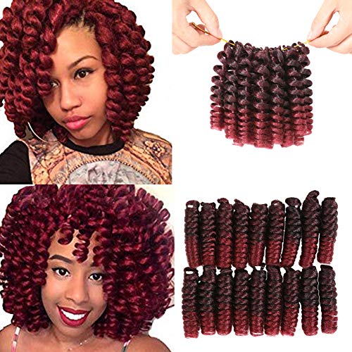 Jamaican Bounce Crochet Hair Braiding Bouncy Twist Curl Hair Crochet Braids Curly Braiding Hair Extensions Short Synthetic Hair Styles 1Pack and 20Roots/Pack (#BUG 8inch)