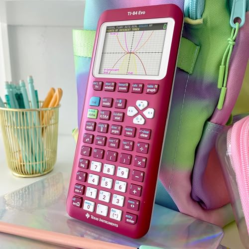 Image of TI-84 Evo Graphing Calculator Texas Instruments, Raspberry | Intuitive Icon-based Homescreen, USB-C Charging, Python Programming, Faster Performance, Bigger Graphs than TI-84 Plus CE