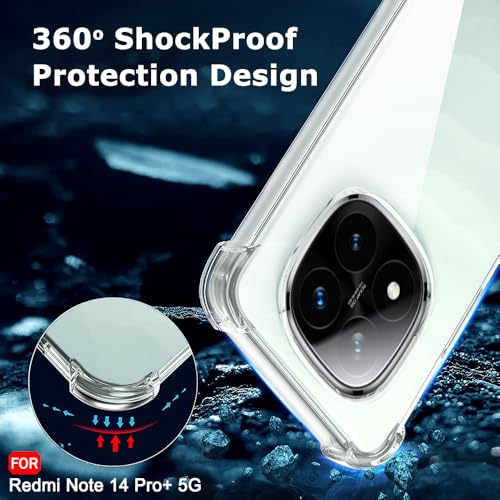 Image of TheGiftKart Crystal Clear Back Cover Case for Mi Redmi Note 14 Pro Plus 5G | Shockproof Soft TPU Case | Cushioned Edges for Ultimate Protection Back Cover Case (TPU, Transparent)