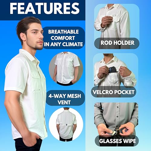 Men's UV UPF 50+ Sun Protection Short Sleeve Shirt, Fishing Shirts for Men, Poncho Shirts for Men, Button Up Shirts for Men4
