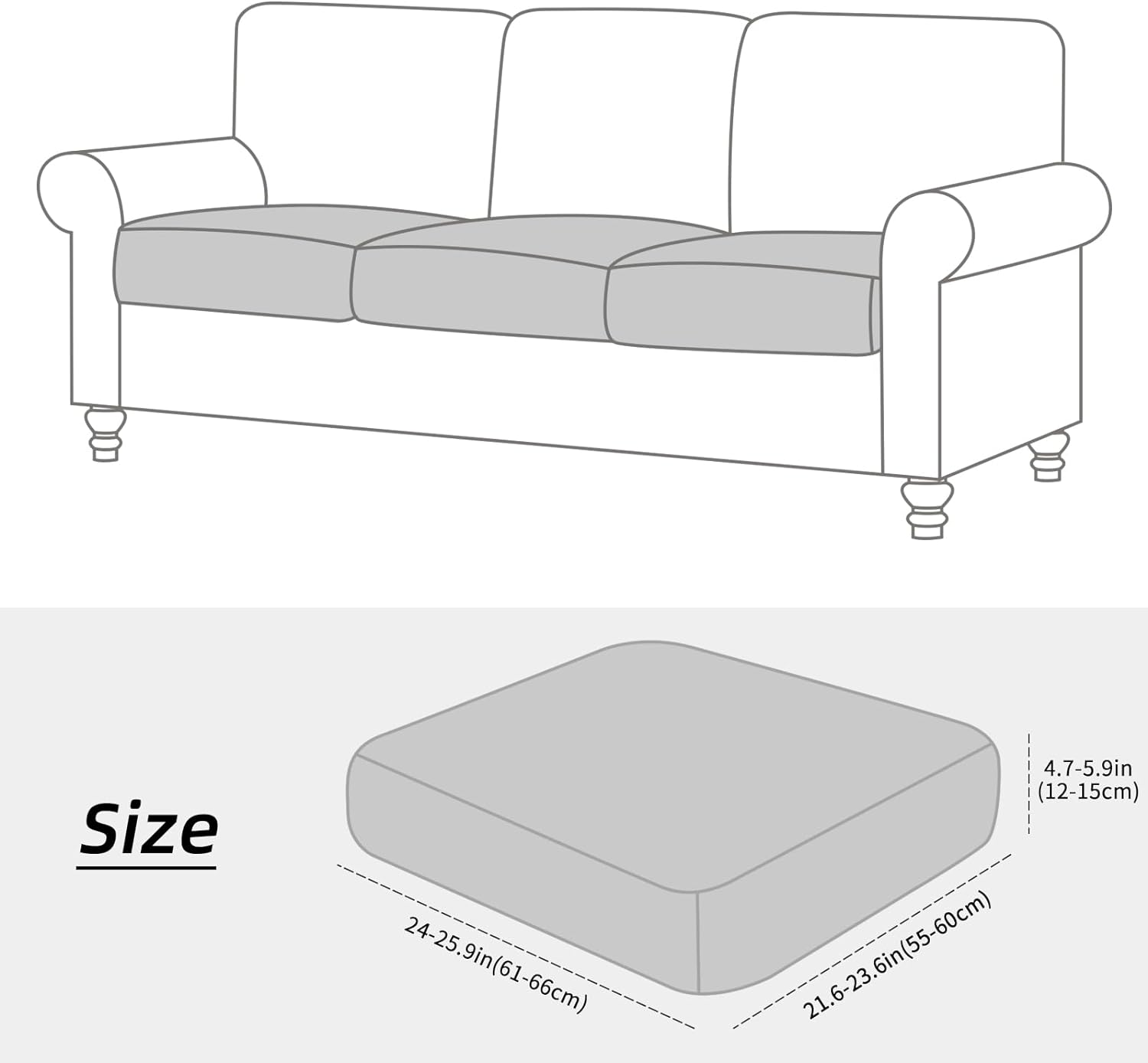 Stretch Seat Cushion Covers, Suede Leather Look Sofa Slipcovers Couch Cushion Covers Removable Furniture Protector Large-Chair Cushion Slipcovers (Brown, 3 Pcs)