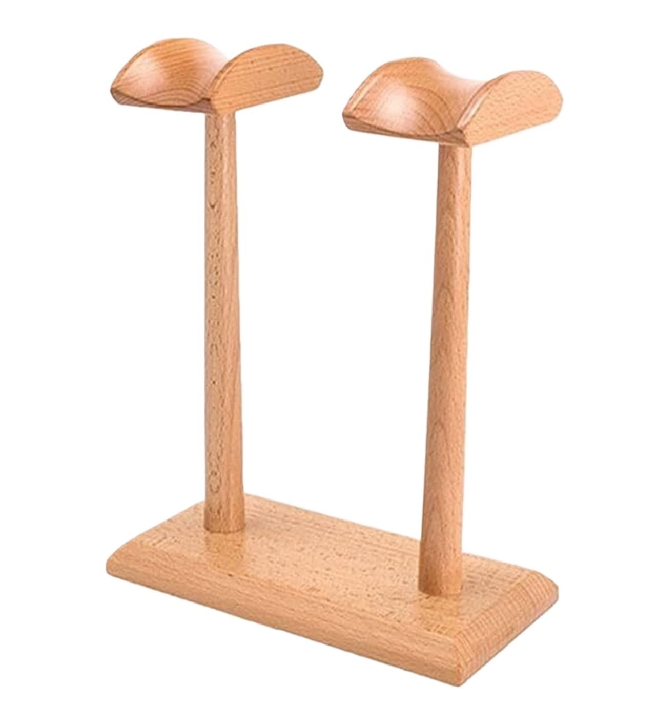 MRKU Headphone Stand Holder Headset Hook Hanger Desktop Rack Wooden Binaural Display