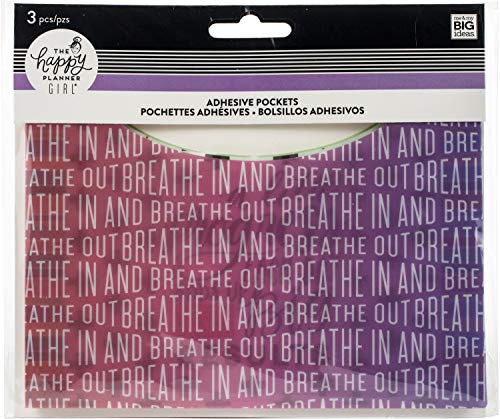 Me & My Big Ideas Happy Planner Big/Medium Adhesive Pockets 4.5"X6.5" 3/Pkg-Healthy Hero,