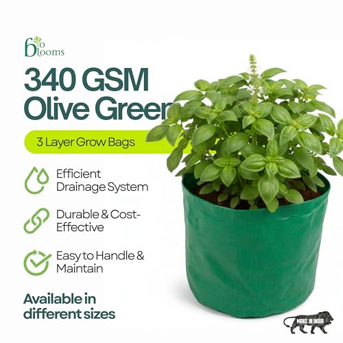Image of BIO Blooms HDPE Grow Bags 24x24 Inch | Pack of 5 | Dual Color Green & Orange | Strong Stitching | Terrace Balcony Garden Use | Portable Lightweight Durable Outdoor Planters | 200 GSM