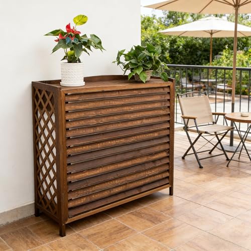 Cache pompe a chaleur bois pour sublimer la décoration du jardin et aménager un balcon vert