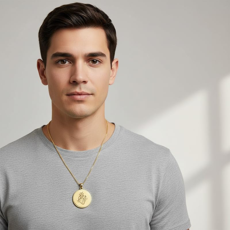 Collier pendentif cœur argent anti-ternissement chaîne câble 45 cm robuste