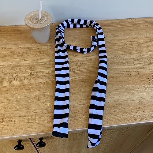 Lady Goth Harajuku Cool Scarve Style Girl Stripe Long Knitted Scarves Fashion Cloth Unisex Street Casual Neckerchief, Approx. 4x180cm/ 1.57x70.86in, Black3