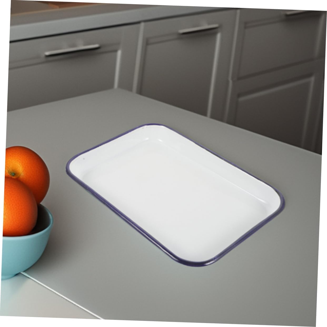 UPKOCH 2pcs Enamel Baking Trays Rectangular Non-stick Roasting Pans for Baking and Serving Space-efficient Design - Kitchen Trays