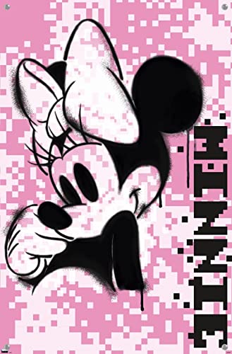 Póster de Minnie Mouse rosa pixelado para el cuarto de juegos con chinchetas 4