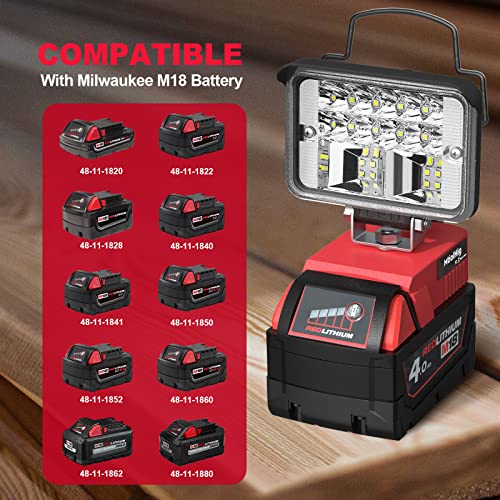 Mtiolhig Led Work Lights For Milwaukee M18 Battery, 12W 1200Lumens Battery Powered Cordless Portable Shop Light Led Job Site & Security Light With Usb & Type-C Charging Port And Low Voltage Protection #TOP1