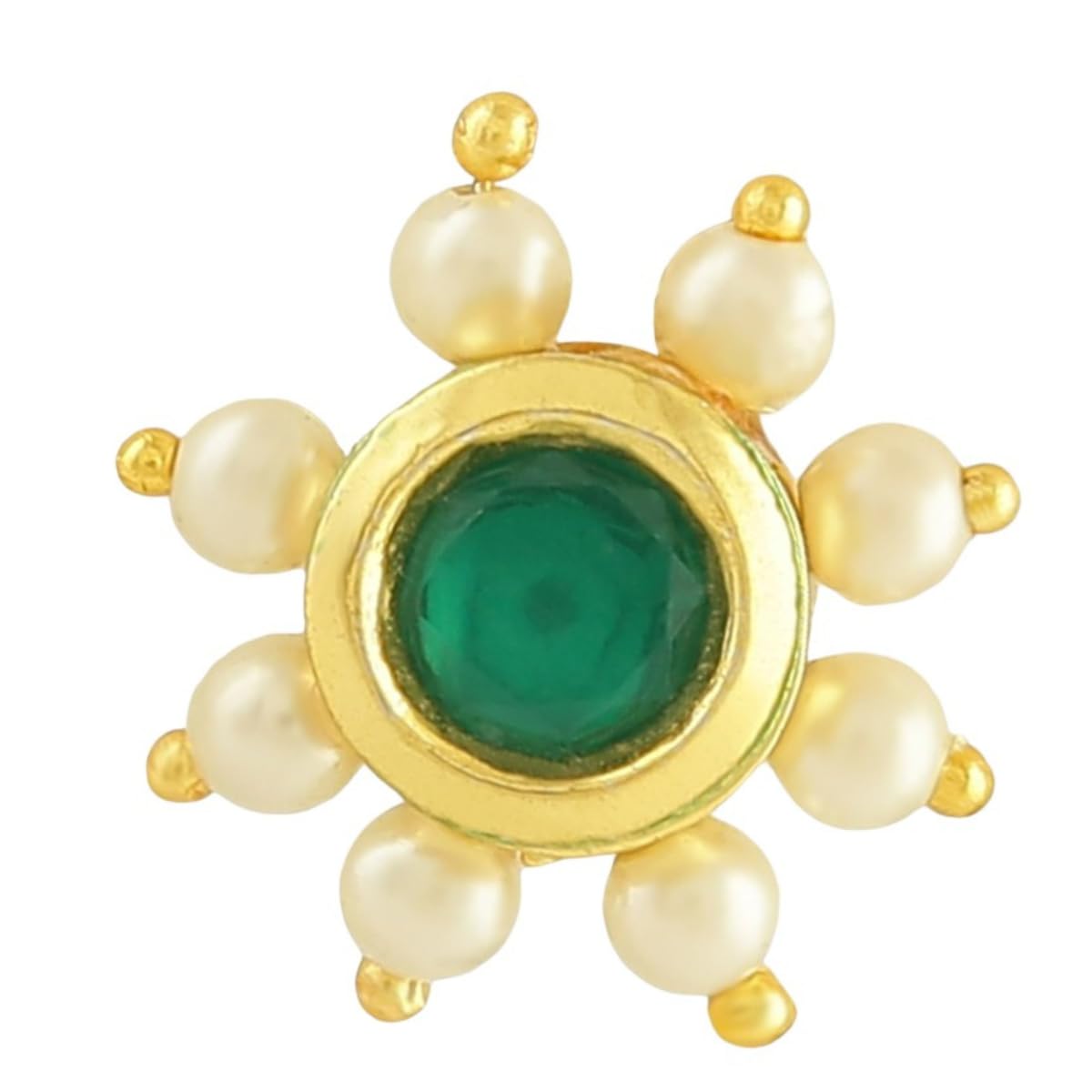 JWELLA Traditional Green, Red Jadau Kundan And Pearl Nose Ring/Pin for women and girls pack of 1 (Without piercing) (B0D9QWP1YK) Amazon Price History, Amazon Price Tracker