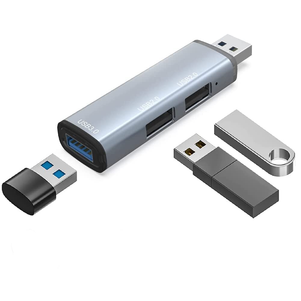RuhZa USB Hub, 3-Port USB 3.0 Hub, USB 3.0 5Gbps & USB 2.0 480Mbps Both High Speed Extension Hub, 3 in 1 USB HUB for Windows, Mac OS and Linux PC/Laptop etc.(Space Grey)