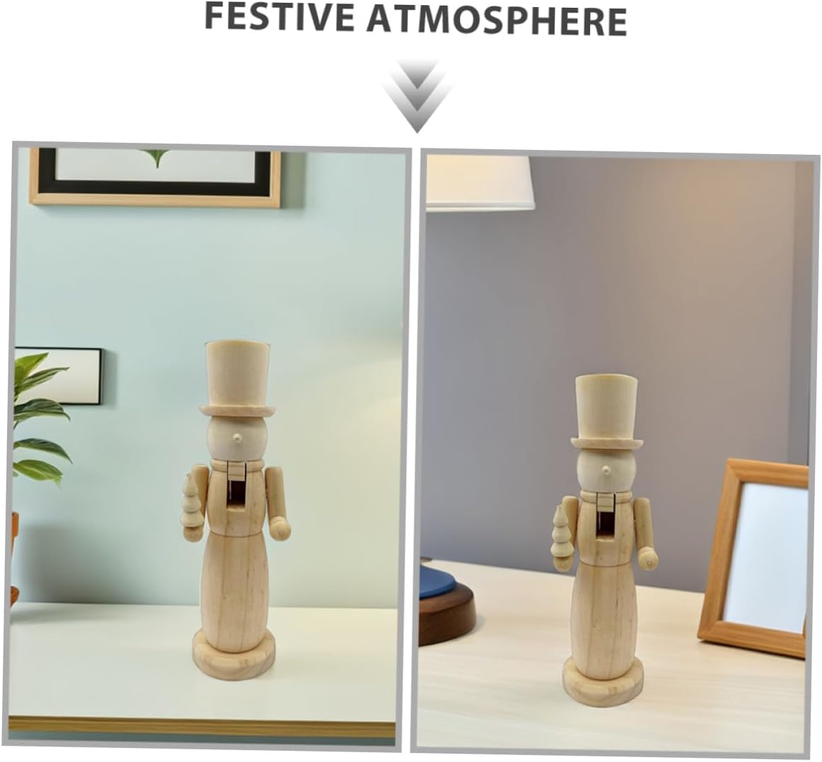 DIY Wooden Nutcracker Soldier Figurine Blank Traditional Nutcracker Ornament for Crafts Christmas Desktop Decoration