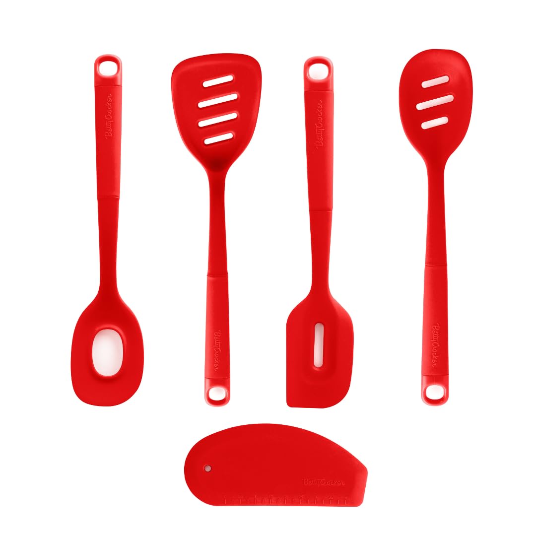 Betty Crocker Slotted Utensils Bundle. Set of 5 Utensils, ideal for any cooking or baking need. Prime quality, easy to clean, multi-functional, tools for your kitchen
