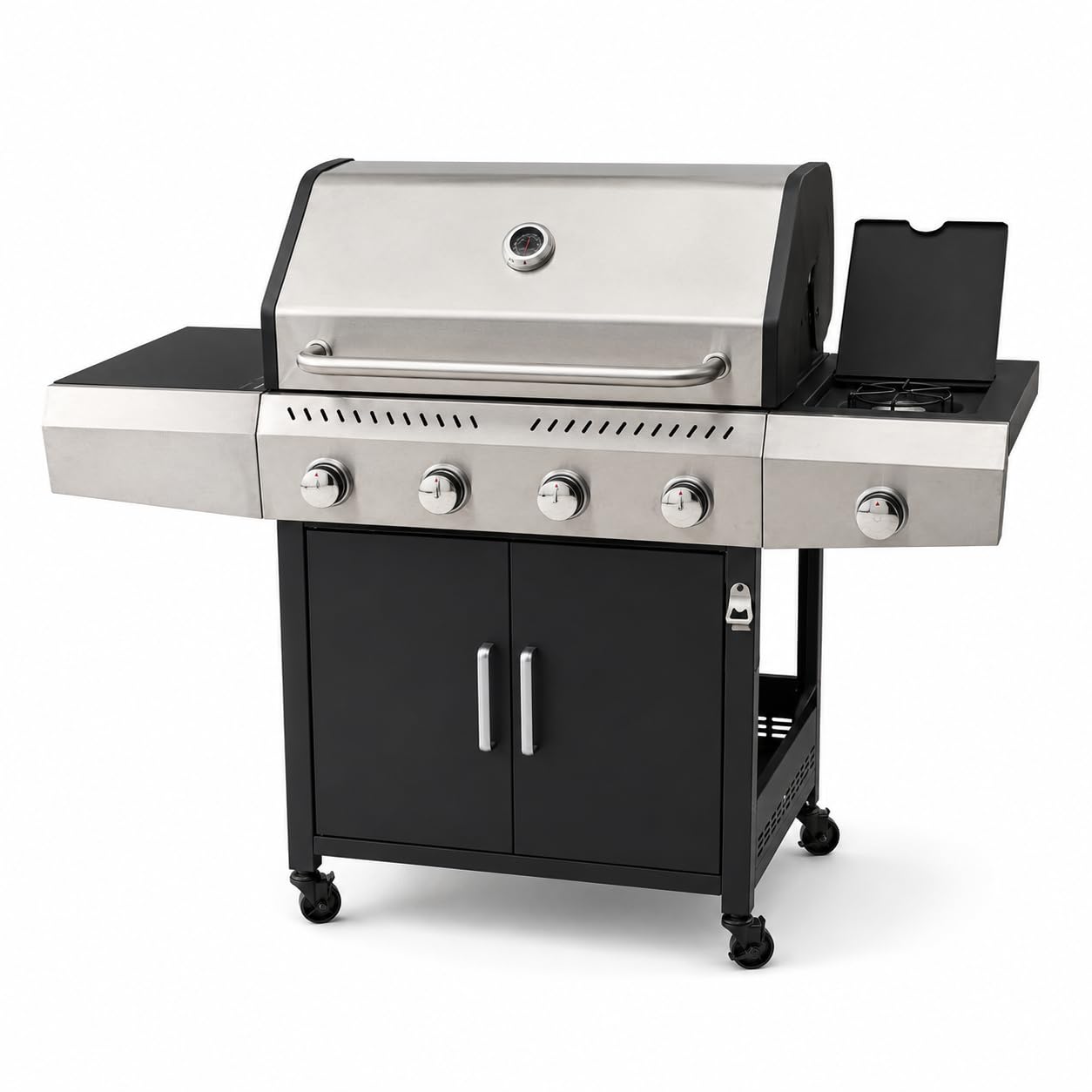 Barbecue a Gas Professionale XXL 16 kW 5 Bruciatori Acciaio Inox 304 137x50x120 cm Nero