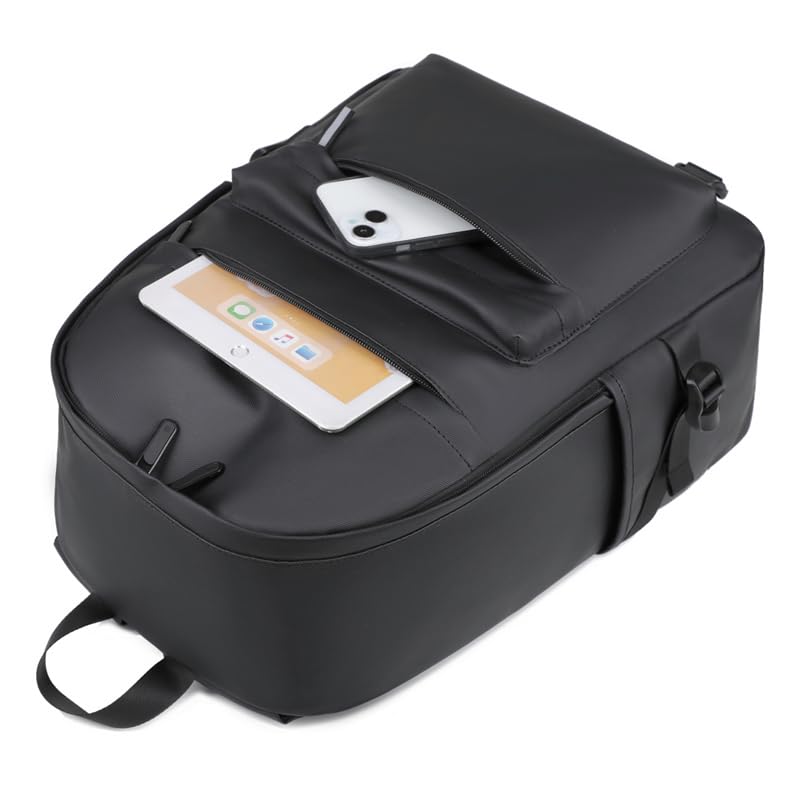 Black School Backpack Women Men, Waterproof Lightweight Small Backpack 15.6 Inch Laptop Backpack for Boys Girls Teens Travel Gym Work College Daypack carry on flight approved School Bag Bookbag4