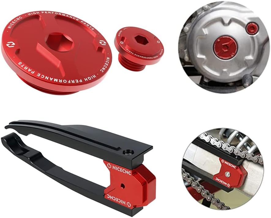 Miniatura 1 de NICECNC Kit de enchufe de motor rojo y guía de cadena deslizante compatible con Yamaha Raptor 700 Raptor 700R