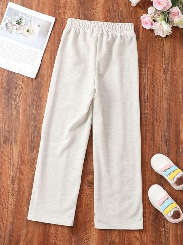 QJQ Girls Wide Leg Elastic High Waisted Pants Sweatpants Baggy Track Pants Trousers Casual Streetwear Ages 8-122
