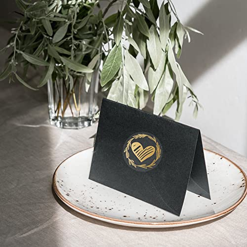 Savita Heart Envelope Seals, 500 Pcs Clear Bronzing Stickers for Envelopes 1.26 Inch Round for Wedding Invites DIY Craft (Gold) - Image 3