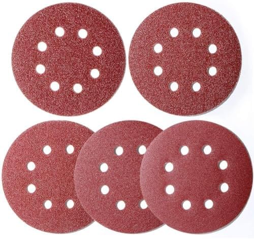 125mm Sanding Discs for Orbital Sander, 100pcs 8 Hole Hook and Loop