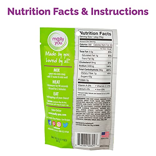 Molly And You Cinnamon Coffee Cake Mug Cake Mix (Pack Of 3) – Single Serve, Microwavable Gourmet Mug Cake Mixes #TOP5