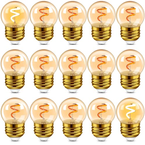 Hcnew G40 E27 LED Retro Edison Glühlampe Mini Globe 1W Spiralfilament Licht (15 pack)