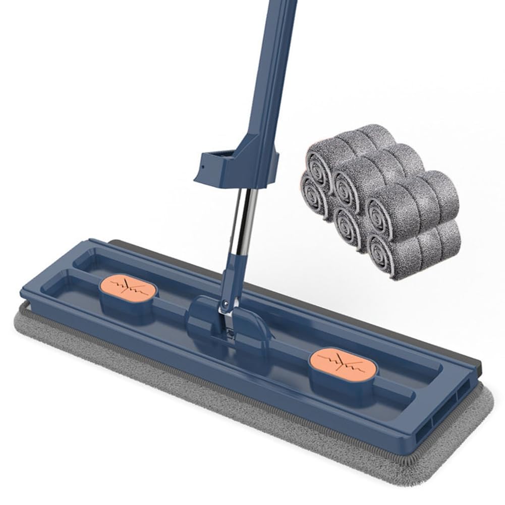 CTRLZS Floor Cleaning Mop Hands-Free Squeeze Mops Home Cleaning Microfiber Rotating Mop Floor Washing Brooms,Navy Blue