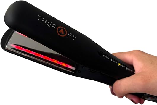Therapy Iron - 1 1/4" Ceramic an Titanium Plates with Infrared Technology That Repairs Hair Black