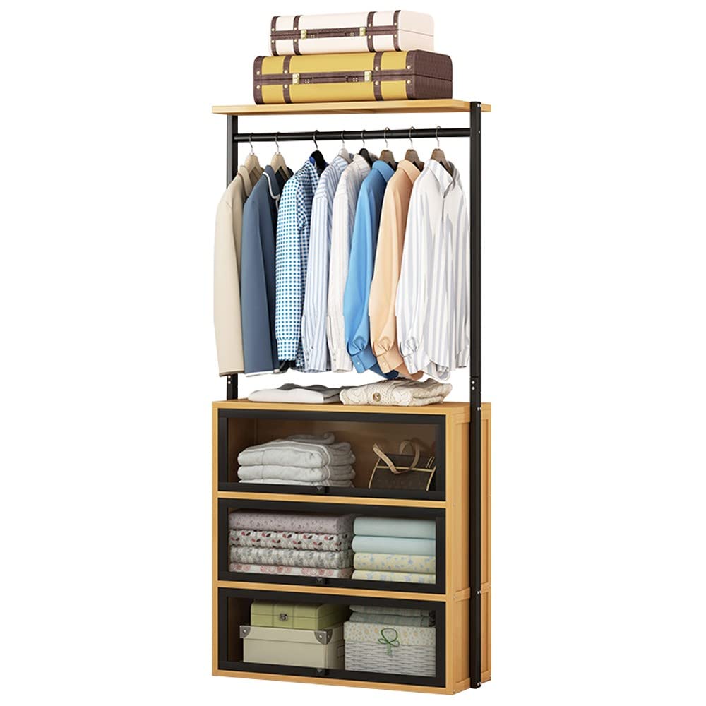Supporto appendiabiti per carichi pesanti, stendibiancheria con asta appendiabiti e 3 scatole portaoggetti, appendiabiti con ripiano superiore/78 * 32 * 175 cm/78 * 32 * 175 cm Comfortable anniversary