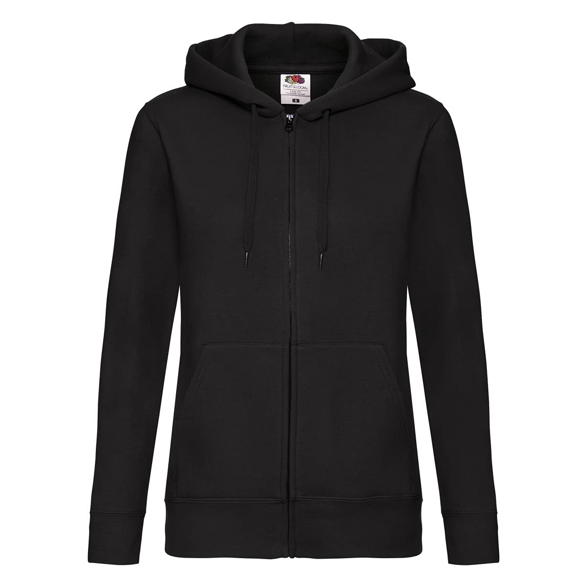 Fruit of the Loom 62118 Ladies Premium Hooded Sweat Jacket - Black - XS