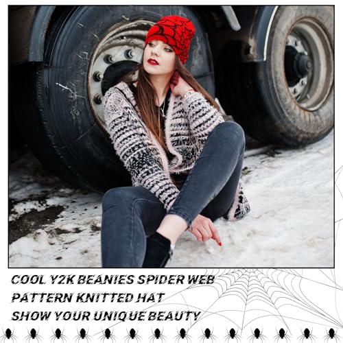 Image of Ramede 4 Pcs Y2k Beanie - Double Sided Graphic Beanies for Men and Women, Acrylic Knitted Y2k Hats Accessories
